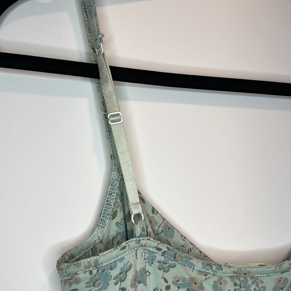 Aritzia Wilfred Bustier Long Tank  w/Adjustable Straps Sz XS Mint Green floral - Picture 5 of 9
